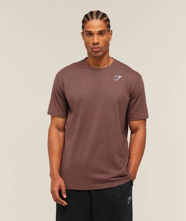 Crest Tshirt Brown Gymshark