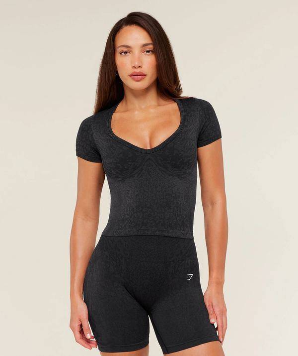 Adapt animal short sleeve top Black