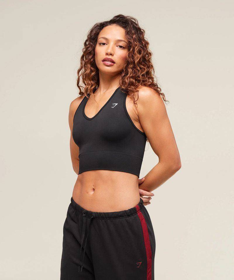 Everyday Seamless Crop Tank Black Gymshark