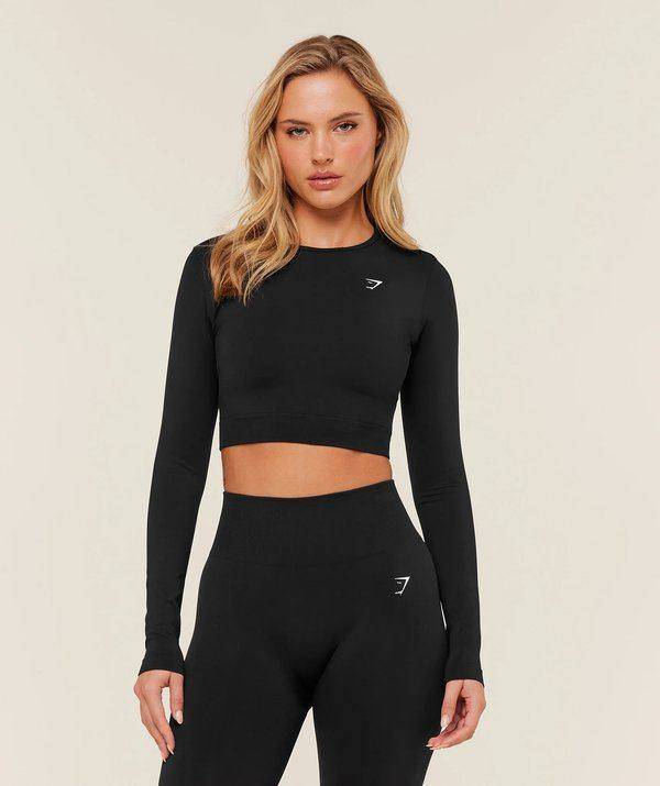 Everyday Seamless long sleeve top Crop Black Gymshark