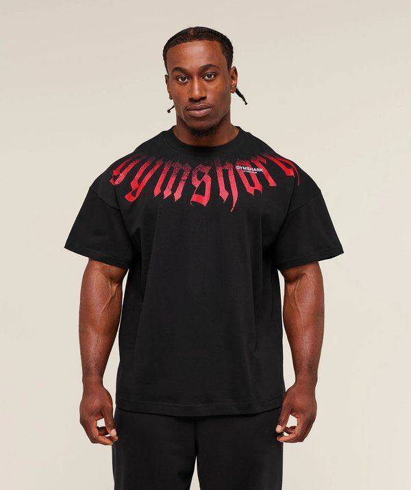 Fade Graphic T-Shirt Extreme Oversize Black Gymshark