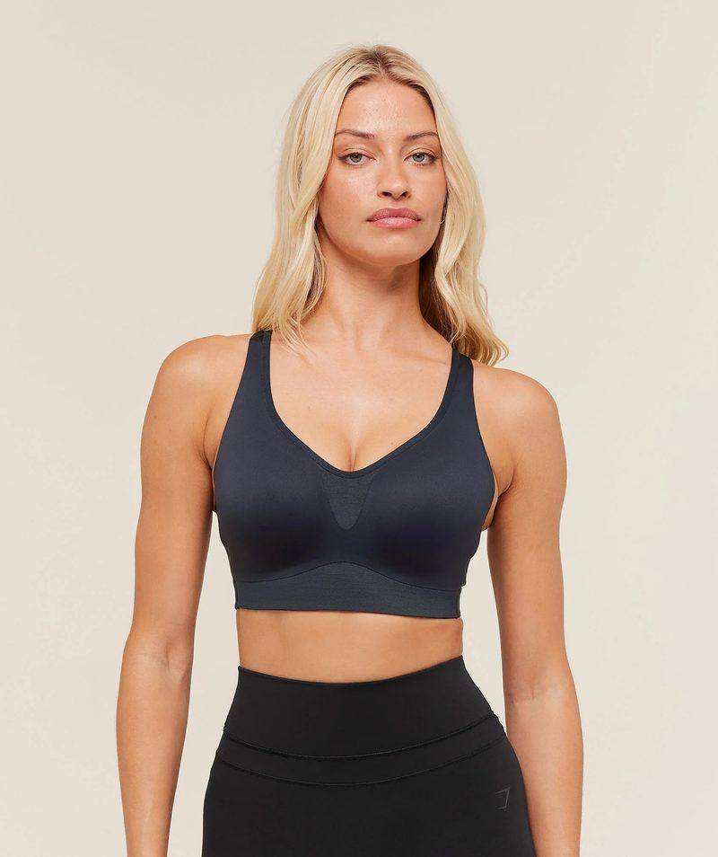 High support V Neck sports bra Heavy Blue Gymshark