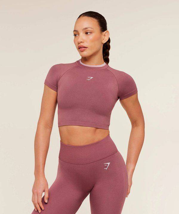 Interval Seamless Short Sleeve Crop Top Reset Pink/Light Pink Gymshark