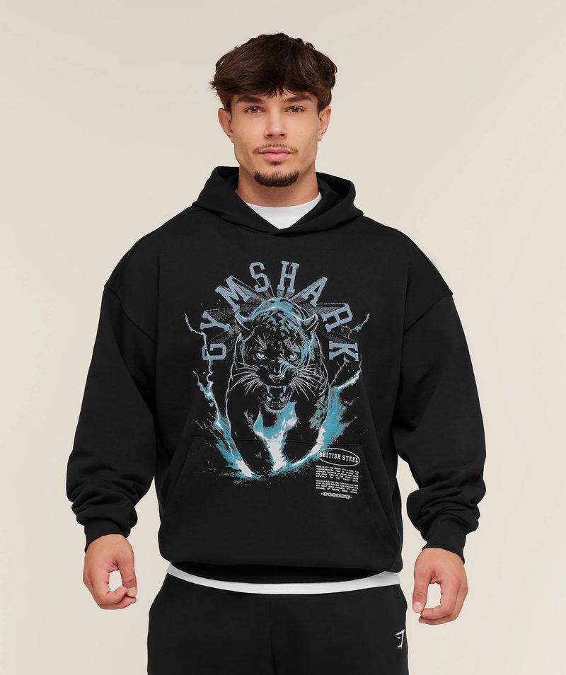 Panther Graphic Hoodie Extreme Oversize Black Gymshark