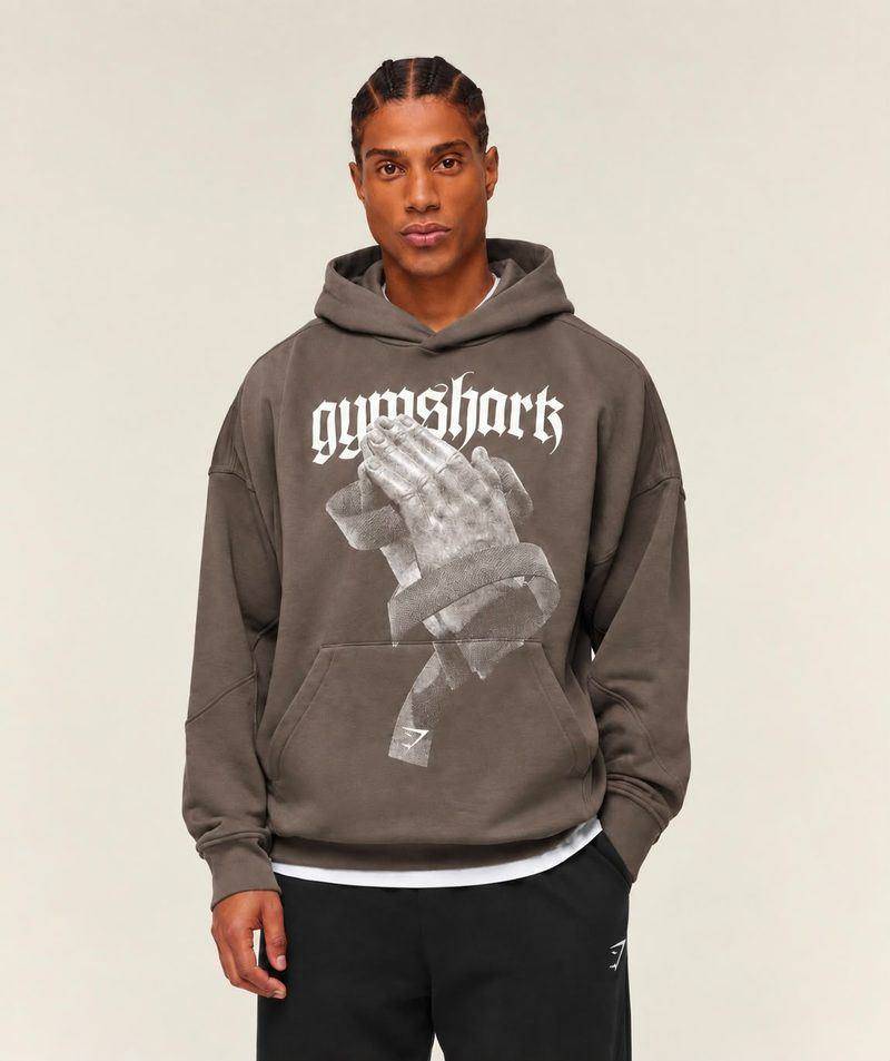 Prayer Hands Hoodie Extreme Oversize Brown Gymshark