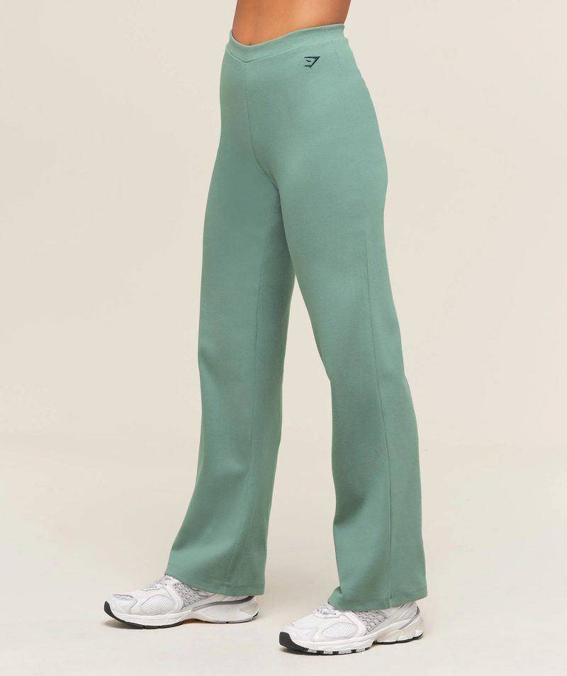 Ribbed Cotton Straight Leg Pants Blue Gymshark