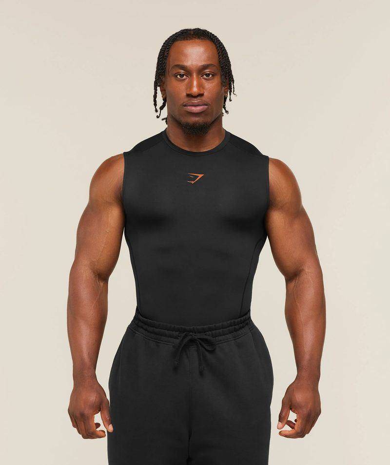 Element baselayer Tank Black (logo naranja) Gymshark