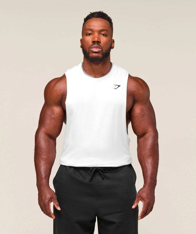 Critical Drop Arm Tank White Gymshark