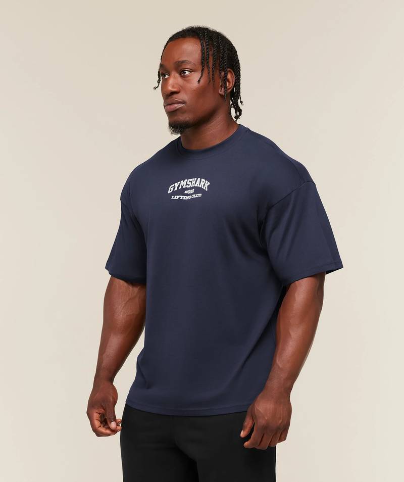 Faded Collegiate Graphic T-Shirt Heavy Blue Gymshark