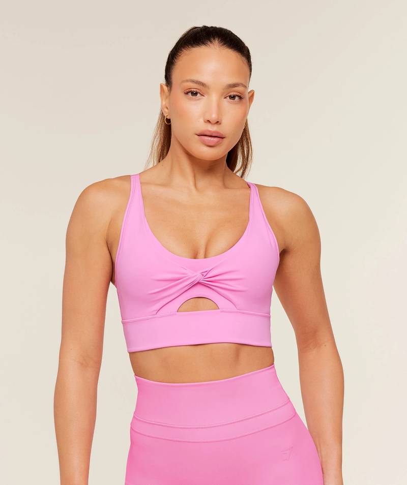 Twist Front Sports Bra Focus Pink Gymshark