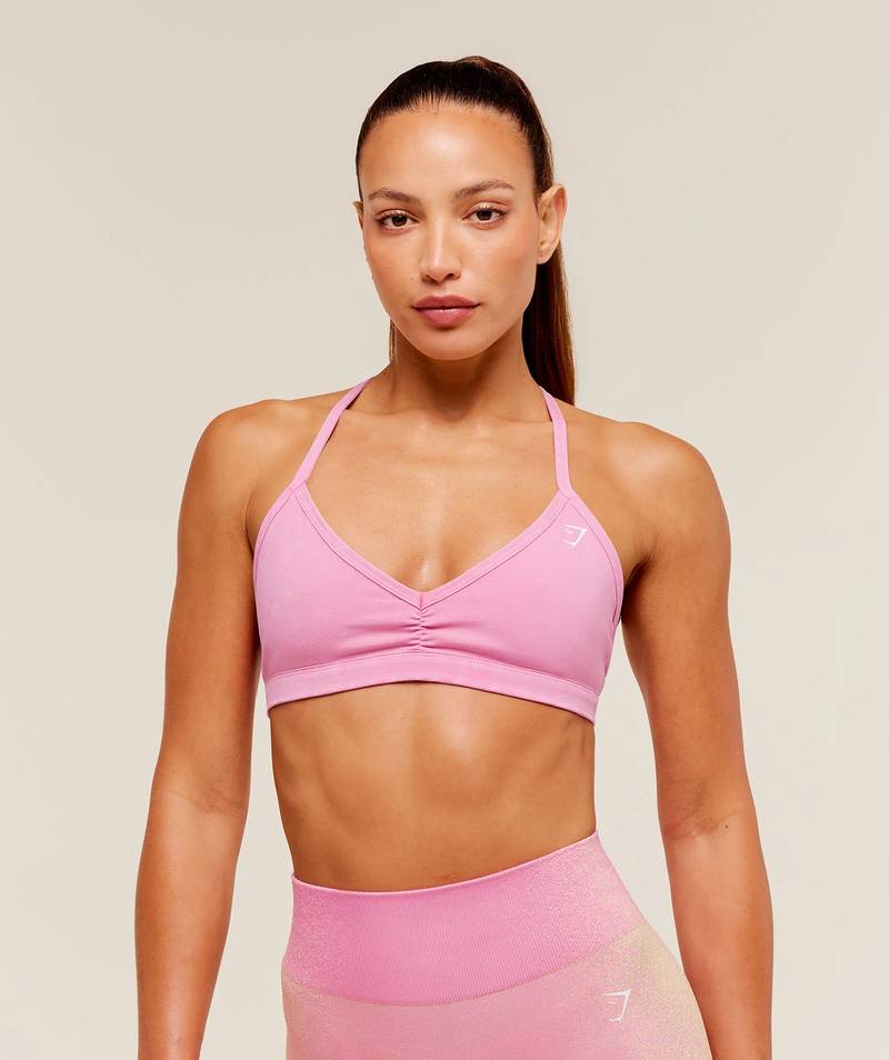 Washed Minimal Sports Bra Pink Gymshark