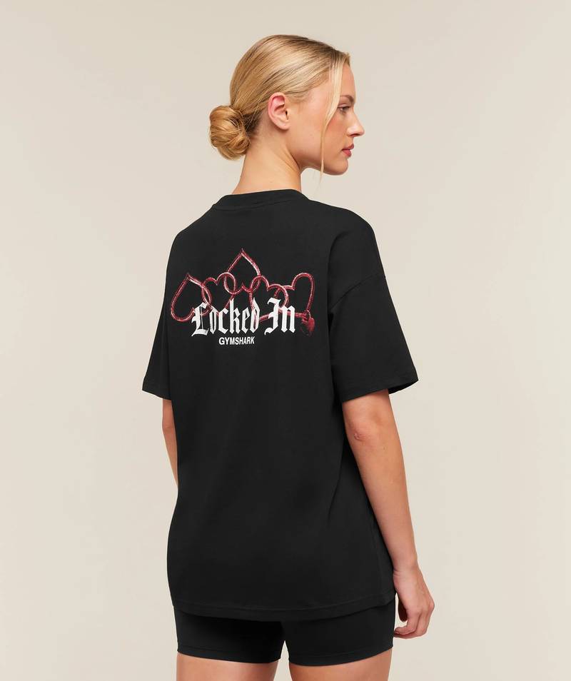 Locked In Graphic Short Sleeve T-Shirt Black Gymshark