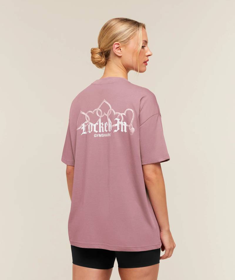 Locked In Graphic Short Sleeve T-Shirt Pink Gymshark