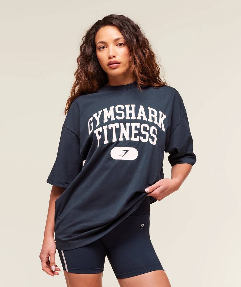 Varsity Graphic Oversized T-Shirt Blue Gymshark