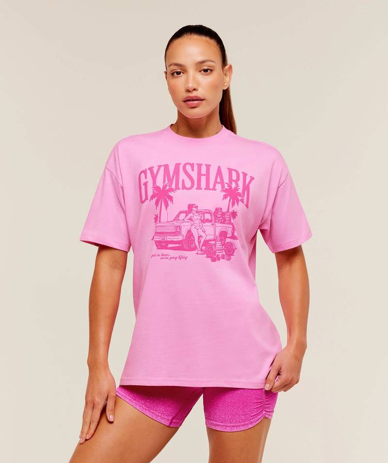 Pick Up Truck Graphic T-Shirt Oversize Pink Gymshark