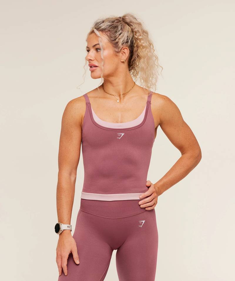 Interval Seamless Midi Tank Reset Pink Gymshark