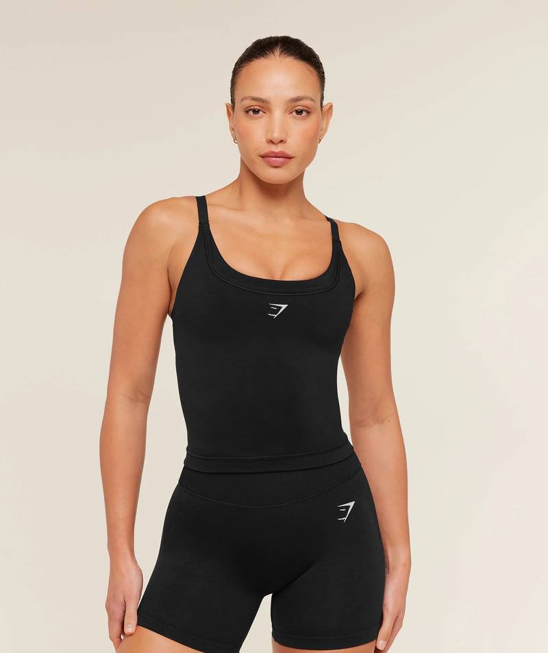 Interval Seamless Midi Tank Black Gymshark