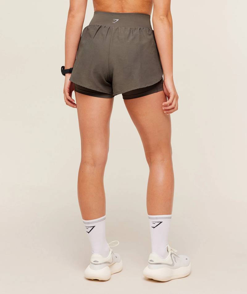 Running 2 in 1 shorts Camo Brown Gymshark
