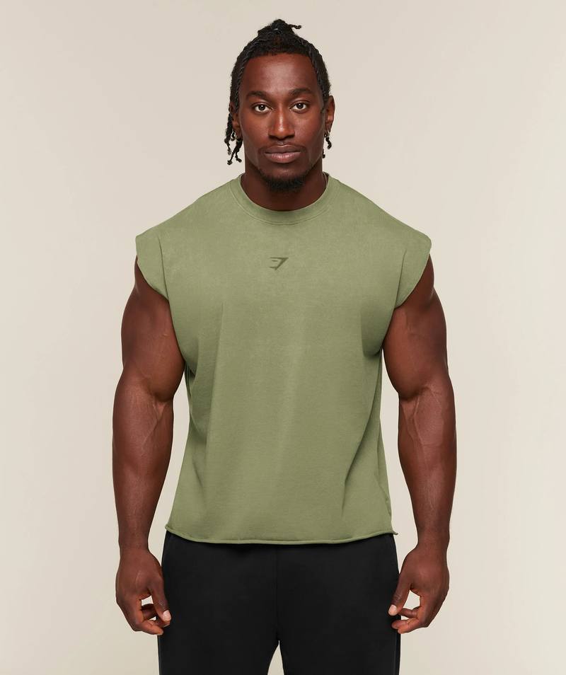 Power Washed Cut Off Tank Grounded Green / Wash Gymshark
