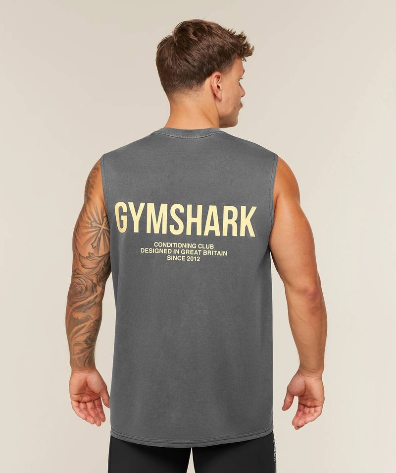 Conditioning Club Washed Oversize Tank Black / Butter Yellow / Wash Gymshark
