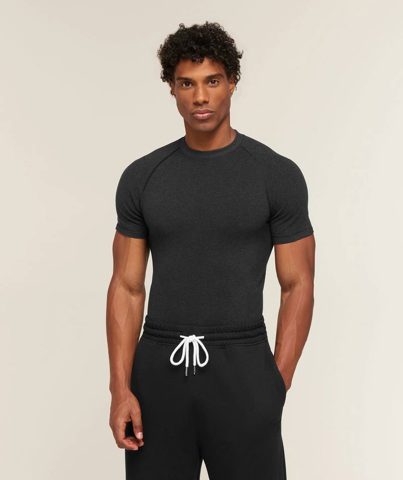 Cotton Seamless T-Shirt Black Marl Gymshark