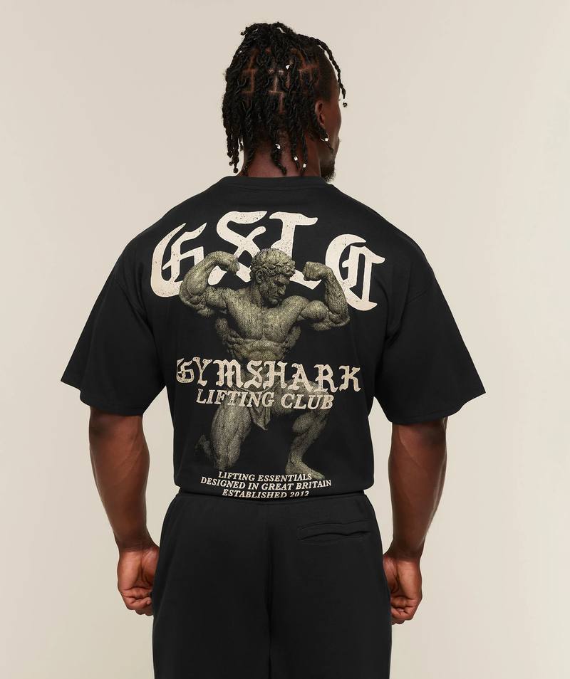 Lifting Statue Graphic T-Shirt Oversize Black Gymshark
