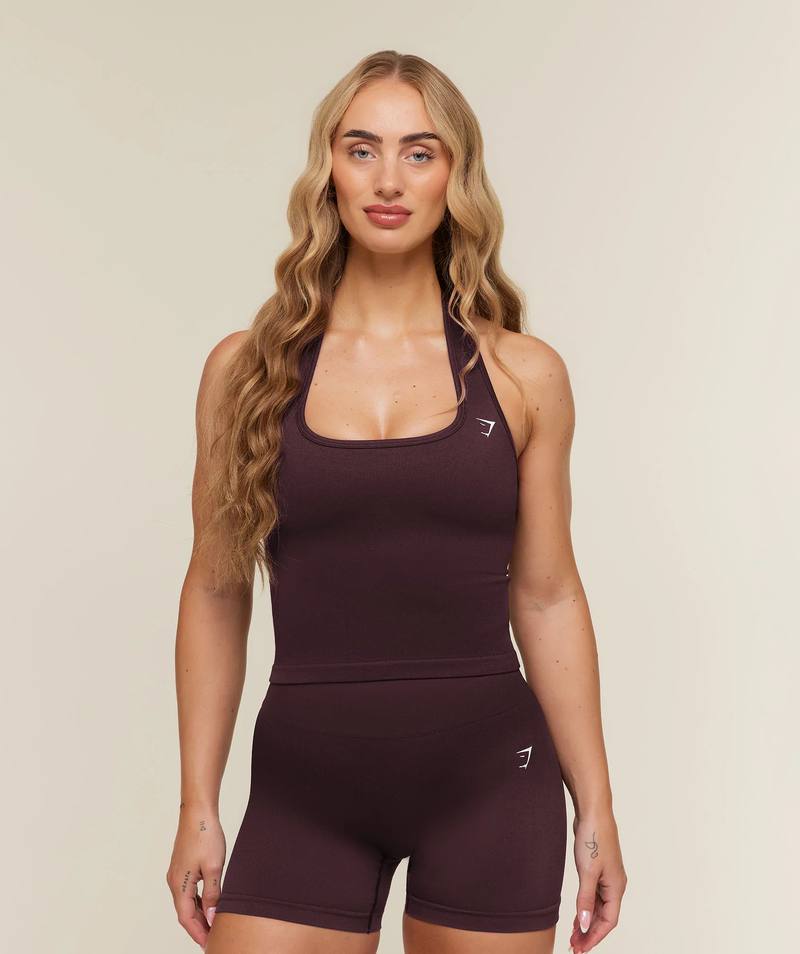 Adapt Solid Halter Neck Tank Cherry Purple