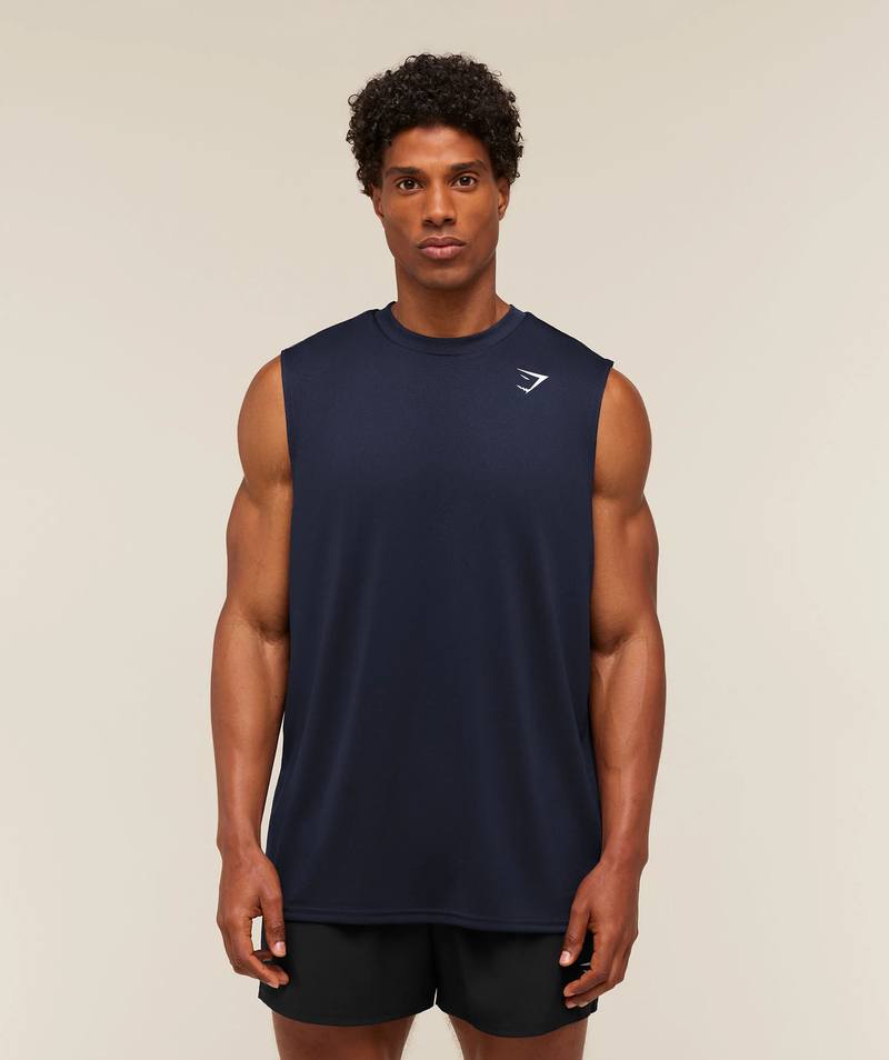 Oversized Performance Tank Heavy Blue Gymshark