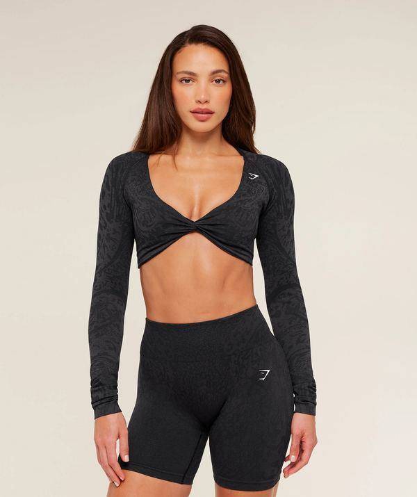 Adapt Animal Long Sleeve Crop Top Black
