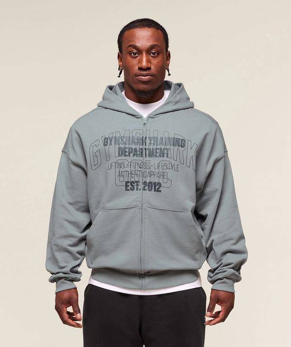Authentic Apparel Zip-Up Hoodie Extreme Oversize Gray