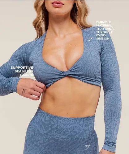 Adapt Animal Long Sleeve Crop Top Blue