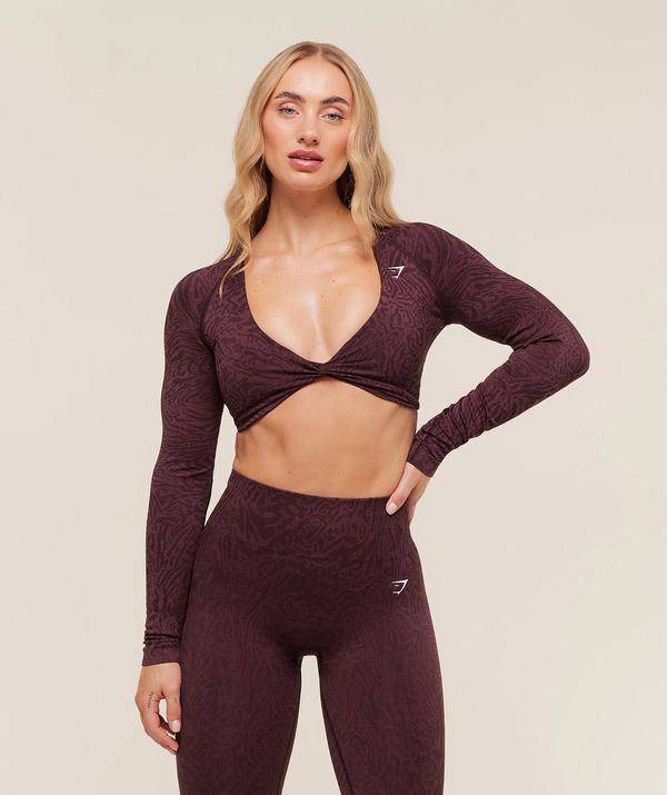 Adapt Animal Long Sleeve Crop Top Purple