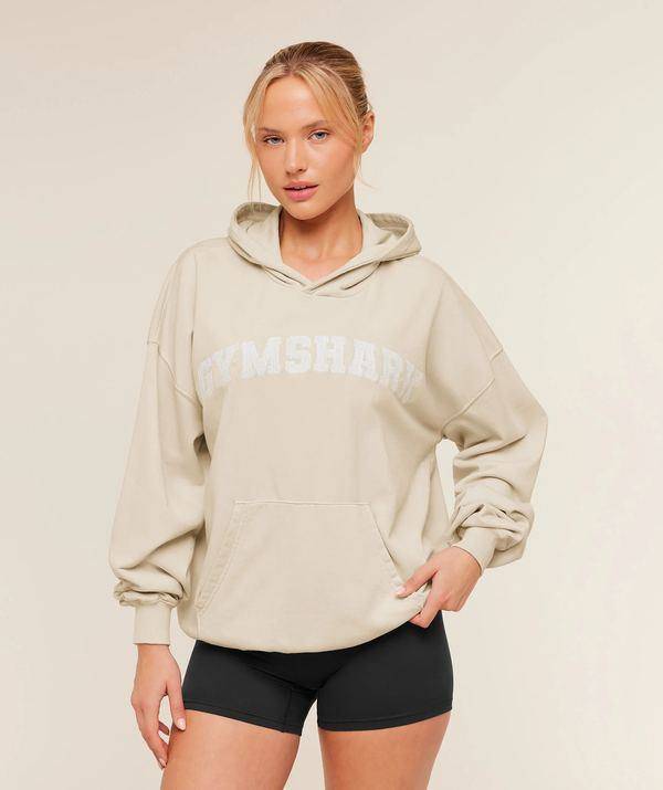 CHAINSTITCH GRAPHIC HOODIE Oversize Pebble grey