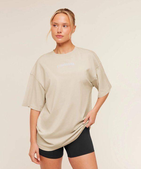 Chainstitch Graphic Tshirt Pebble grey Gymshark